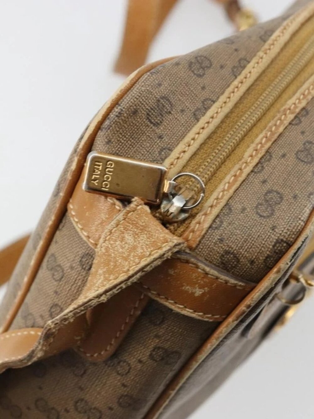GUCCI Micro GG Supreme Web Sherry Line Bag PVC Beige 007 904 0008 Auth 185200 - Picture 9 of 15